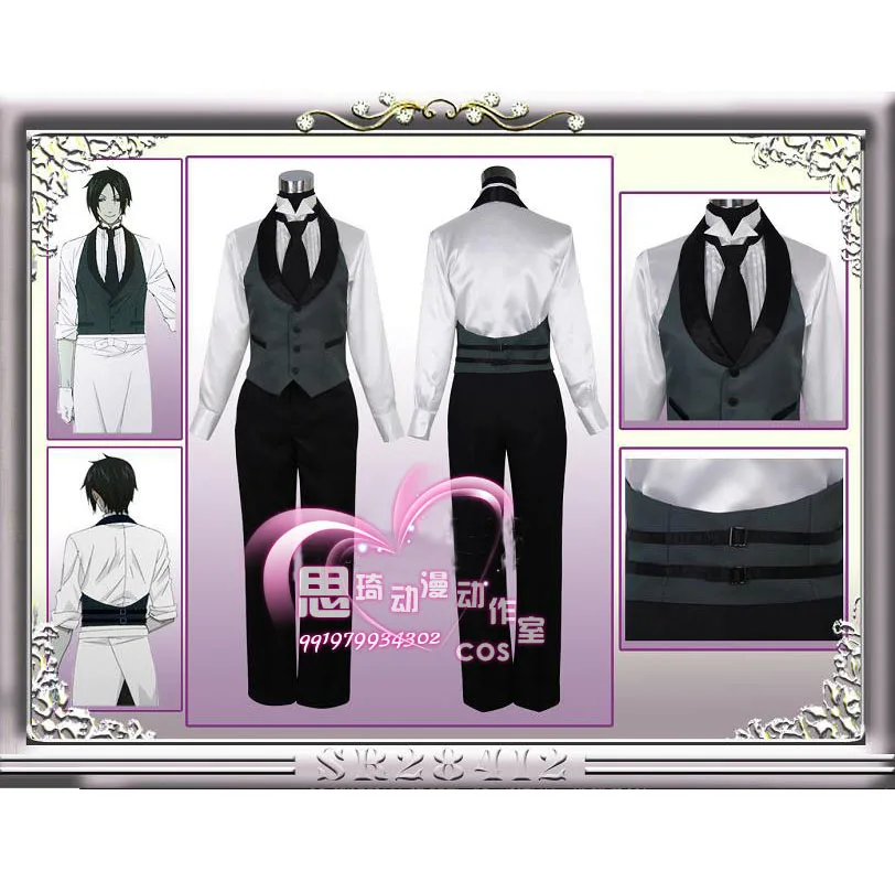 Костюм черного Батлера 2 Kuroshitsuji Себастьян Michaelis косплей костюм пальто Униформа