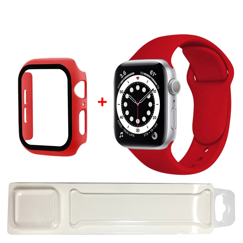 Ремешок спортивный для Apple Watch резиновый браслет наручных часов iWatch Series 3 se 4 5 6 40 мм