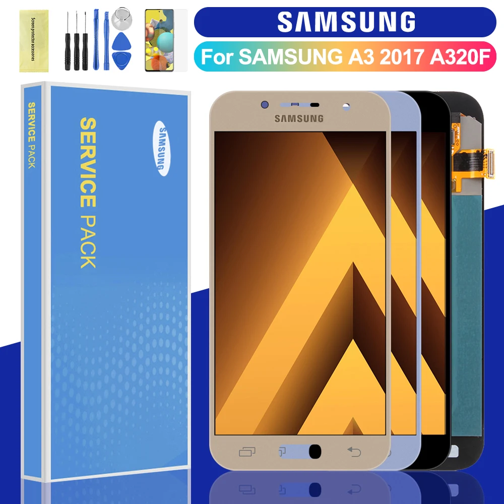Супер AMOLED ЖК дисплей для Samsung Galaxy A3 2017 A320 A320F A320FL сенсорный экран дигитайзер сборка