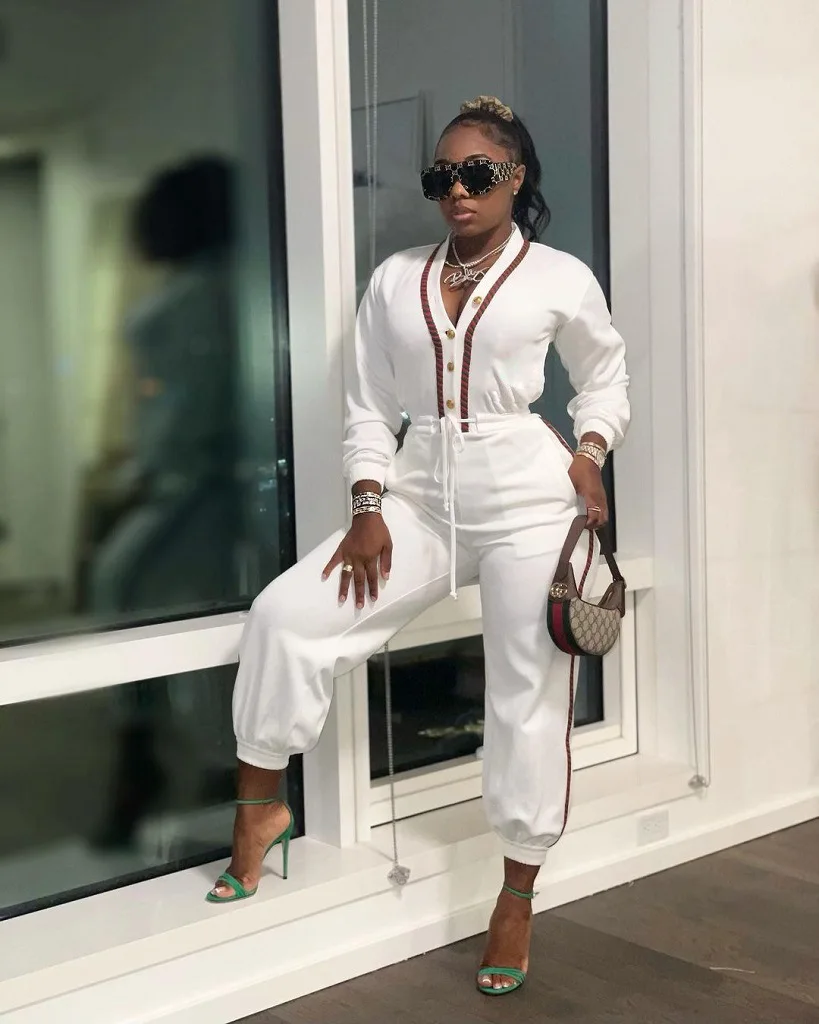 

Комбинезон женский на шнуровке, с V-образным вырезом и длинными рукавами