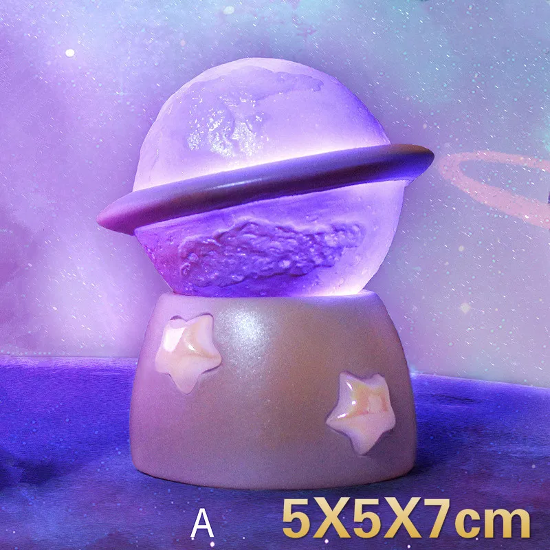Planet Purple Ночной светильник LEDIARY Animal Astronaut, собака, кошка, медведь, украшения, светильник для животных, настольная лампа, теплый белый декор из смолы, светильник ing - Испускаемый цвет: Planet Purple