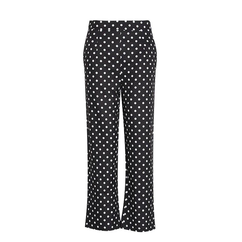 Женский винтажный костюм TWOTWINSTYLE в горошек с круглым вырезом и пышными рукавами