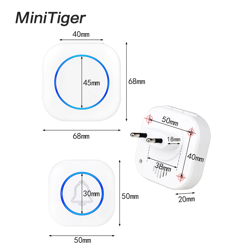 

Minitiger New Home Welcome Doorbell Intelligent Wireless Doorbell Waterproof Remote EU US Plug Smart Home Door Bell Chime