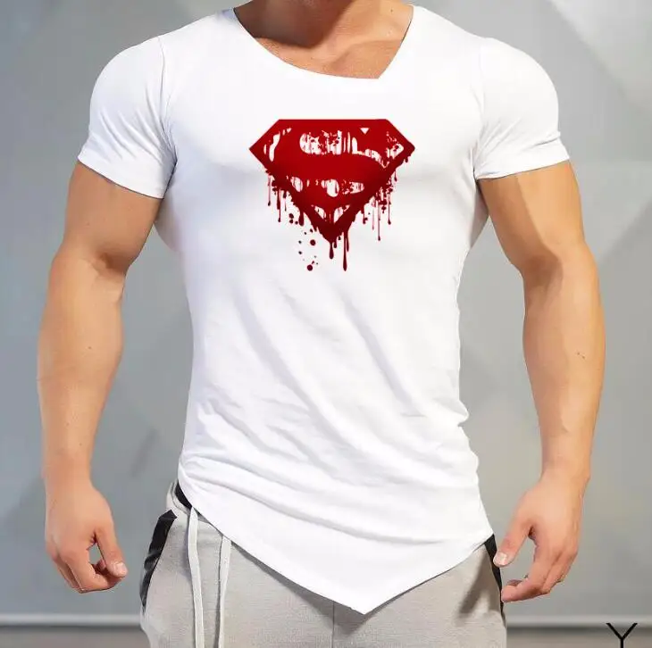 Мужская хлопковая Повседневная дышащая толстовка Асимметричная футболка для