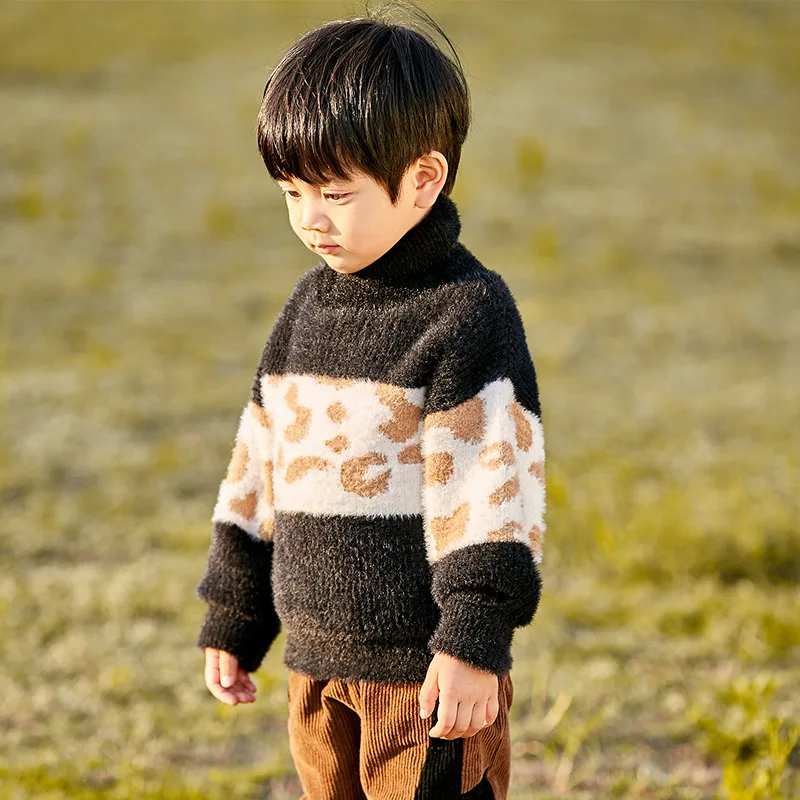 Модные свитера WLG для мальчиков детская теплая одежда в стиле пэчворк 2-7 лет на