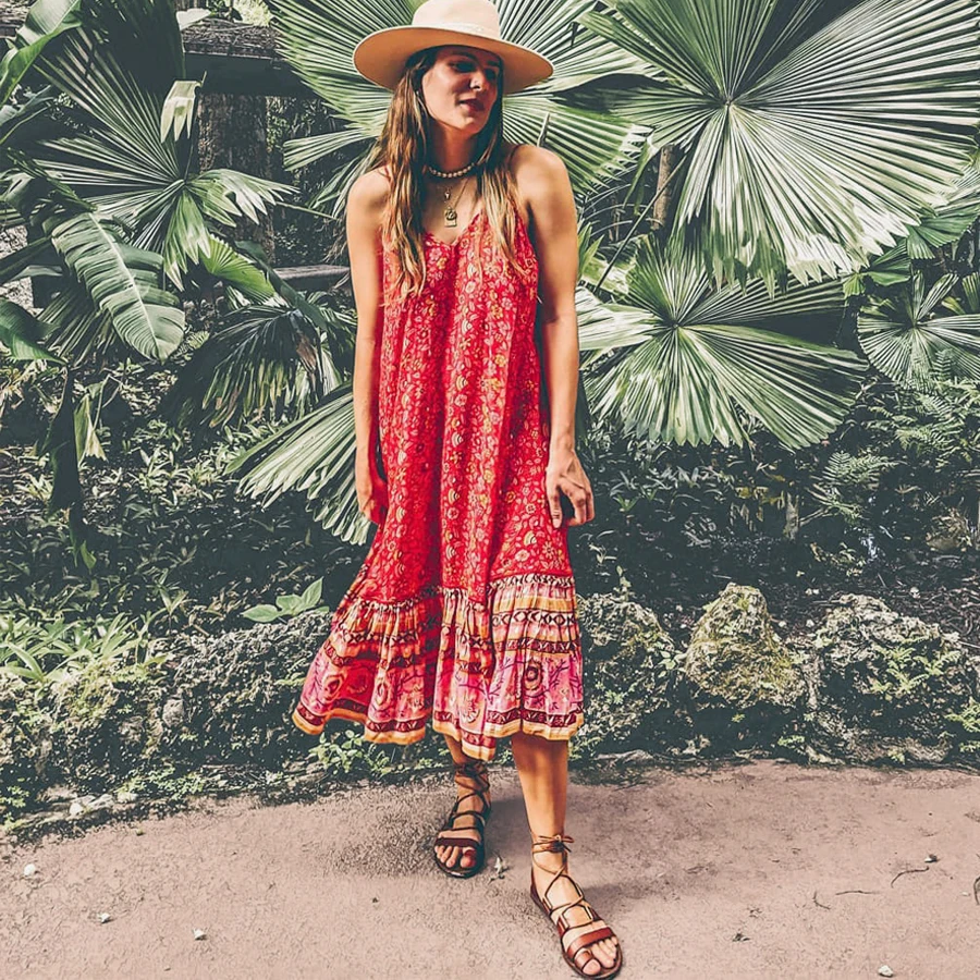 TEELYNN платье на бретелях для женщин сексуальное пляжное с открытой спиной красные