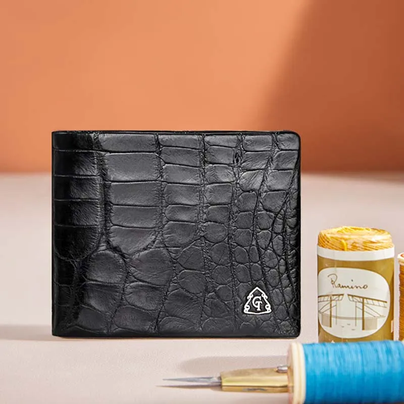Мужской кошелек из кожи аллигатора gete import короткий складной бумажник