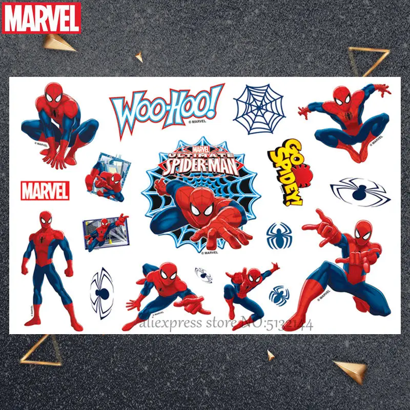 Hasbro-tatuaje temporal de dibujos animados para ni&ntilde;os, pegatina impermeable de Hulk, Hombre Ara&ntilde;a, Avengers, Marvel, fiesta, regalo-2