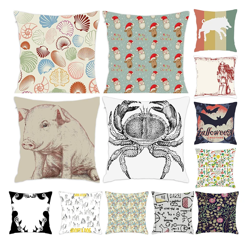 

[Douladou] Funny Vintage Pig Watercolor Shabby chic Polyester Decorative Couch Sofa Room Decor Cushion Covers Pillow Case45x45CM