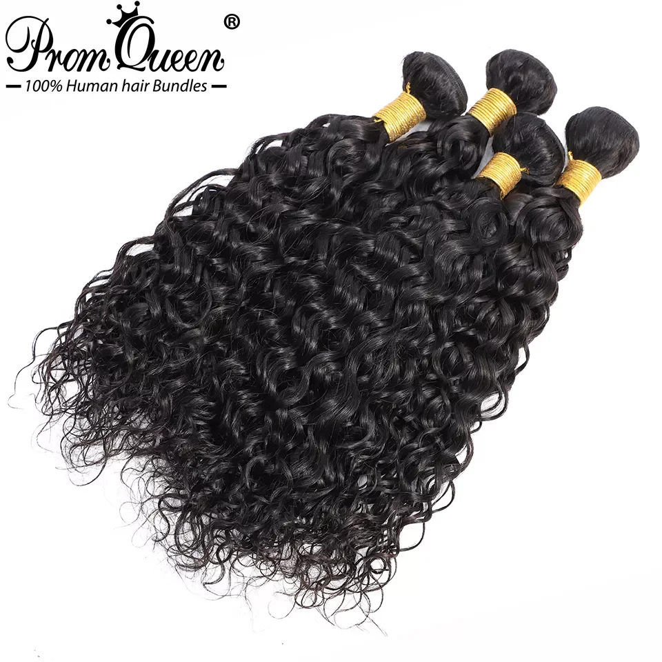 24 26 28 30 Inch Promqueen Water Wave 100% Human Hair Bundles Brazilian Natural Weave 9A Virgin Remy Bundle | Шиньоны и парики