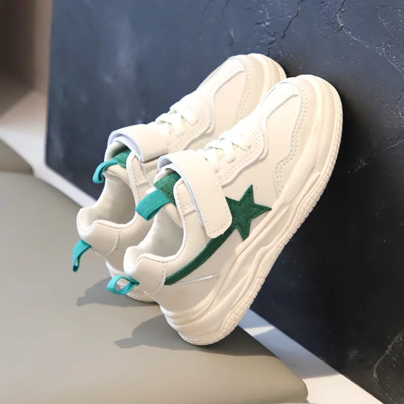 Кроссовки детские кожаные с гибкой подошвой повседневная обувь для мальчиков и