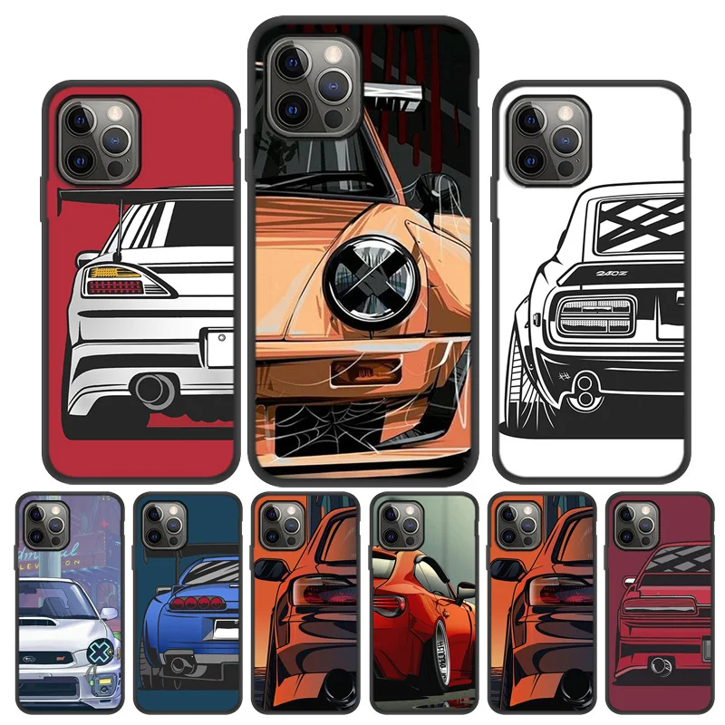Японский мягкий чехол JDM для спортивного автомобиля iPhone 12 Pro Max iPhone11 11 13 Mini XR XS X 7 8