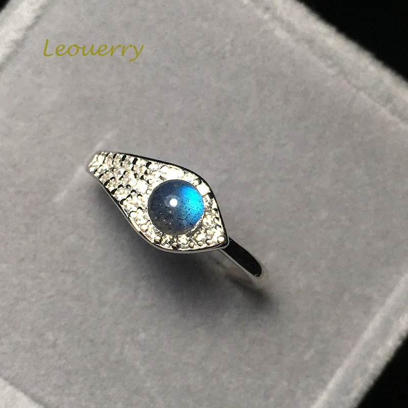 Женское кольцо с лабрадоритом Leouerry Открытое из стерлингового серебра 925 пробы