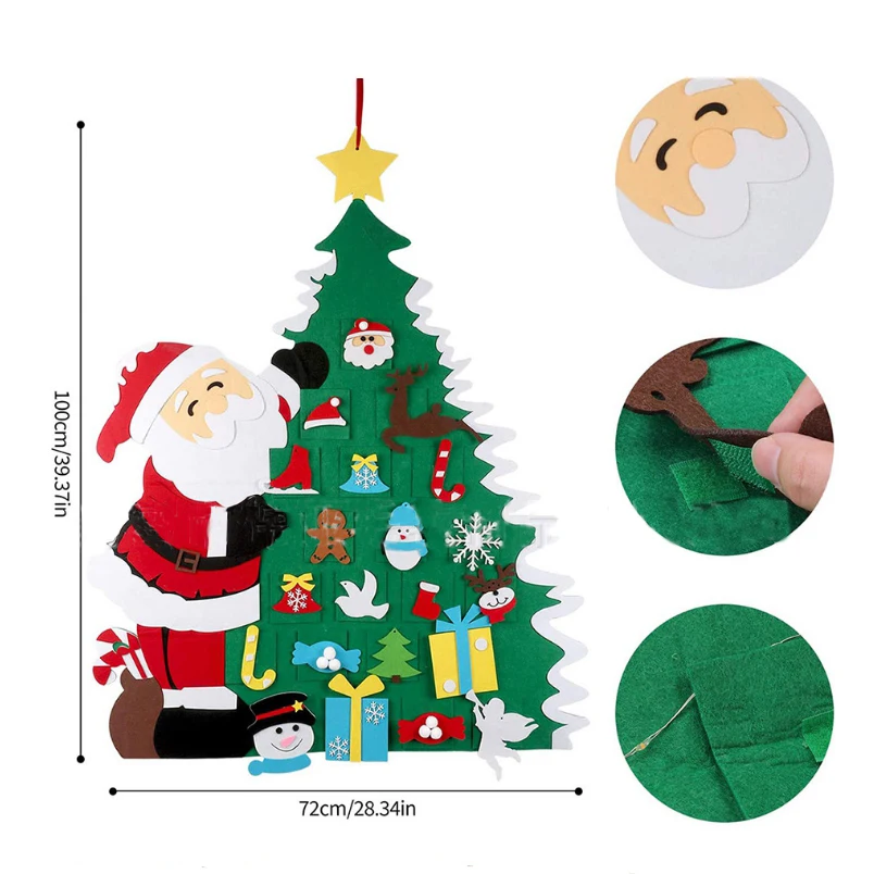 

Creative DIY Felt Christmas Tree Artificial Tree Ornaments Xmas Wall Hanging Pendant Kids Christms Gifts Happy New Year 2021