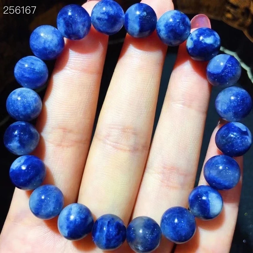

Natural Blue Dumortierite Rutilated Quartz Bracelet Brazil 9.8mm Women Men Gemstone Round Beads Rare Reiki Stone AAAAA