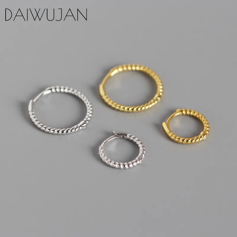Классические хипстерские серьги кольца DAIWUJAN для женщин 100% Стерлинговое Серебро