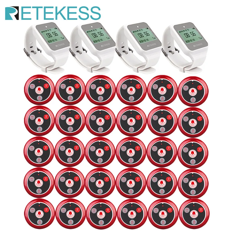 Беспроводной кальян Retekess система вызова официанта пейджер для ресторана 4 TD108