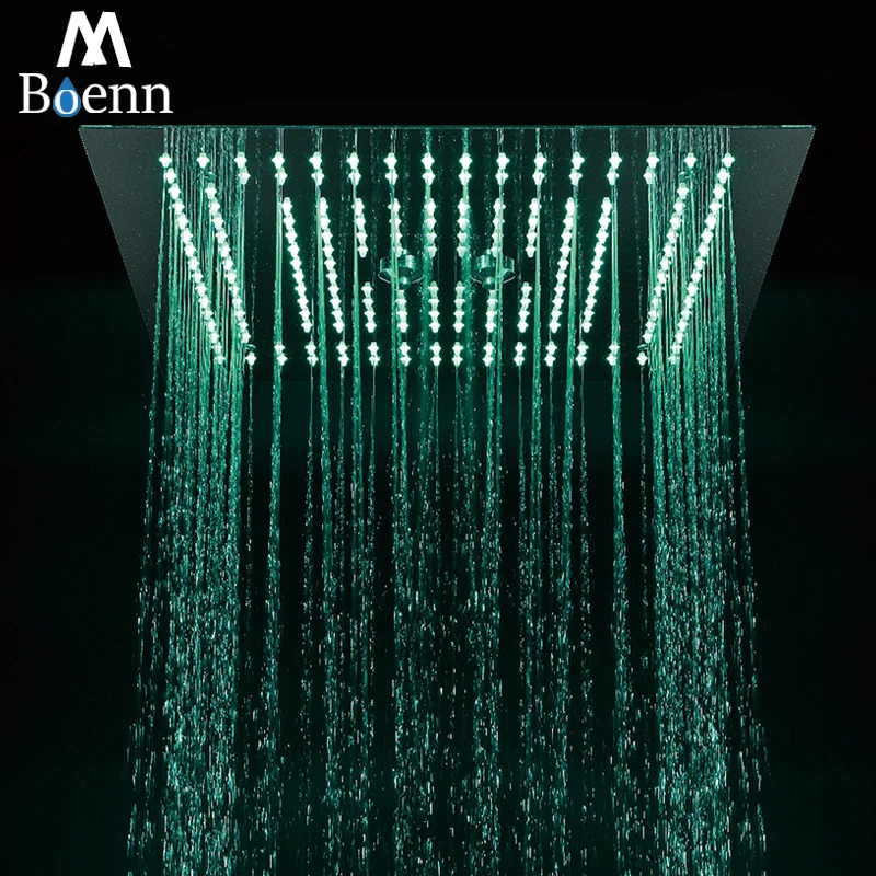 

MBoenn Embedded 2 Functions Rain Led Shower Head Bathroom Stainless Steel Ceiling 16 Inch Mist Shower Panel Chrome & Matte Black