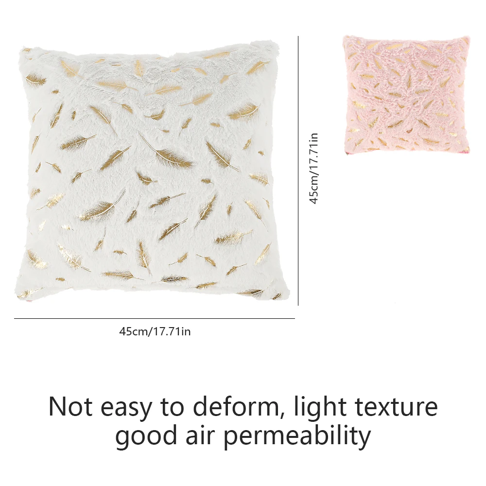 

1pc Gilded Feather Pillow Cover Flannel Cushion Cover Decorative Multicolor Home Decor Bed Throw Pillowcases Covers for Bed Sofa