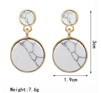 irregular texture pattern natural howlite material trendy classical style 2020 simple popular round earrings for women