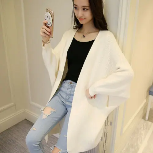 2019 Women Cardigans Long Section Sweaters Ladies Solid Loose Knitted Sweater Winter Spring Female Casual Tricot Jumper Tops |