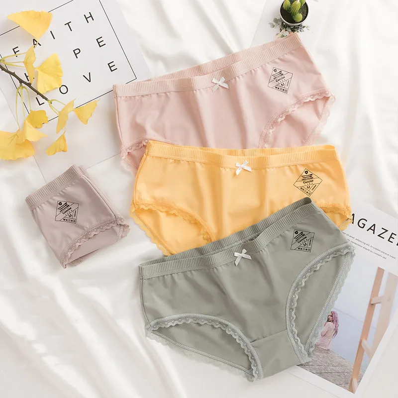 Wasteheart женские модные желтые розовые зеленые хлопковые трусики со средней талией