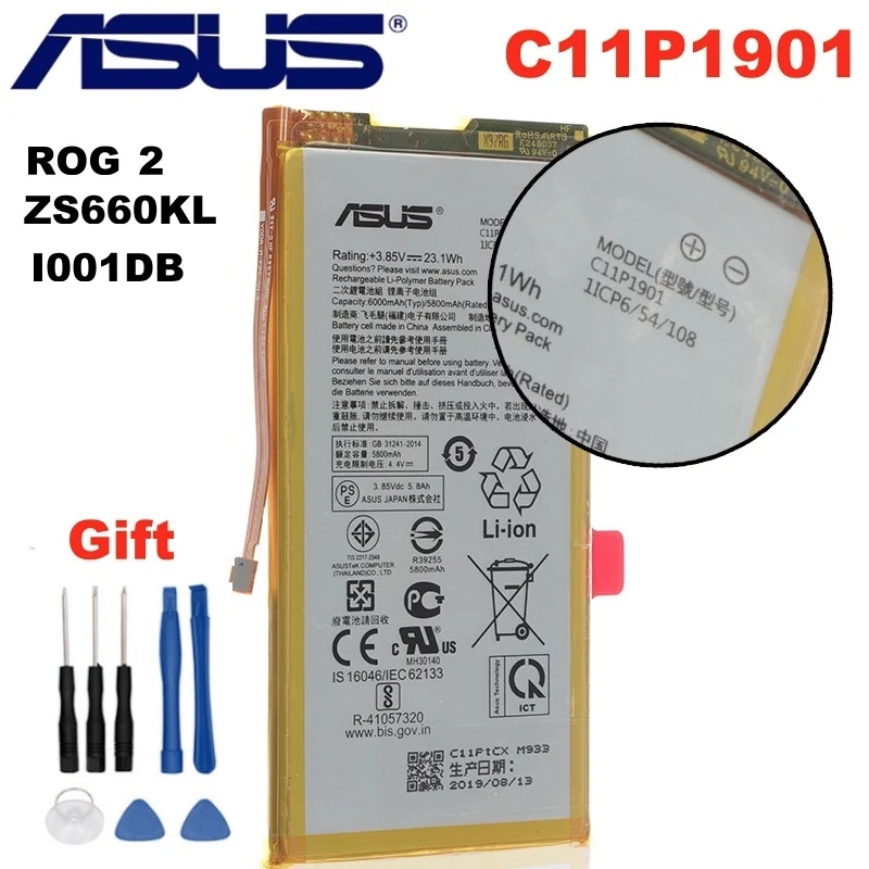 Оригинальный аккумулятор ASUS C11P1901 для ZS660KL I001DB телефона ROG 2 Game Phone 6000 мАч большая