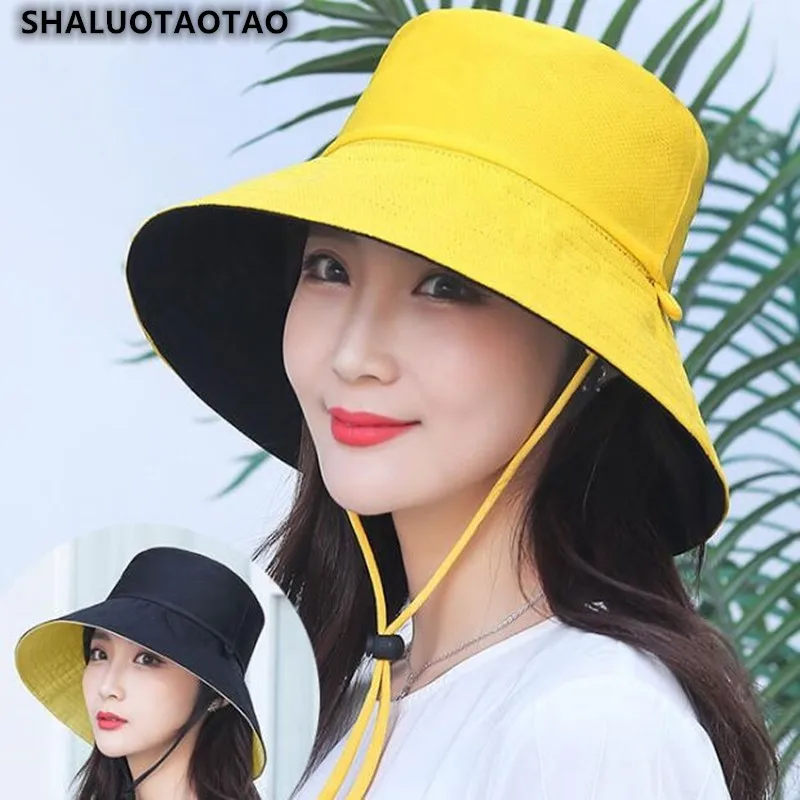 

SHALUOTAOTAO, новинка весенне-летнего сезона, Солнцезащитная шапка, Пляжная шапка с двумя лямками, головные уборы Miss sombrero 2021
