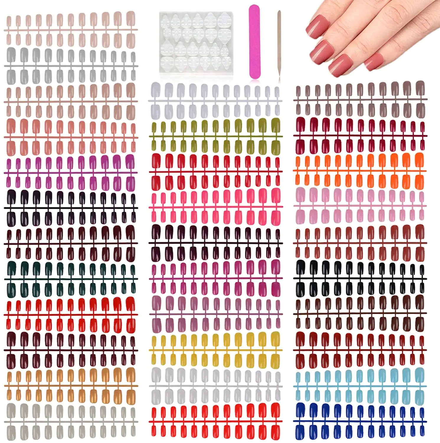 

768 шт., короткие миндальные накладные ногти, полное покрытие, короткие искусственные ногти с пилочкой для ногтей и 120 клейкими вкладками для ...