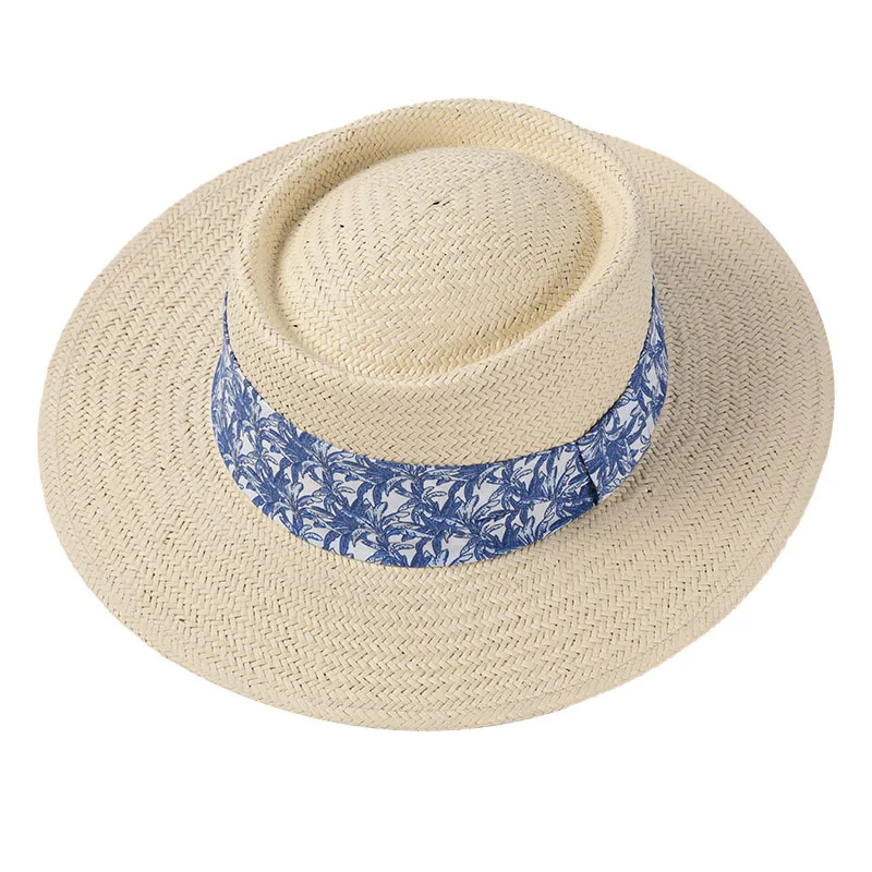 Шляпка от солнца USPOP с широкими полями женская Соломенная пляжная Панама принтом