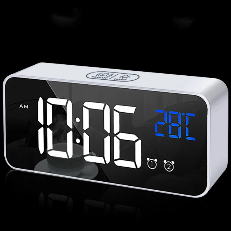 Светодиодный Современный цифровой будильник умный бесшумный перезаряжаемый