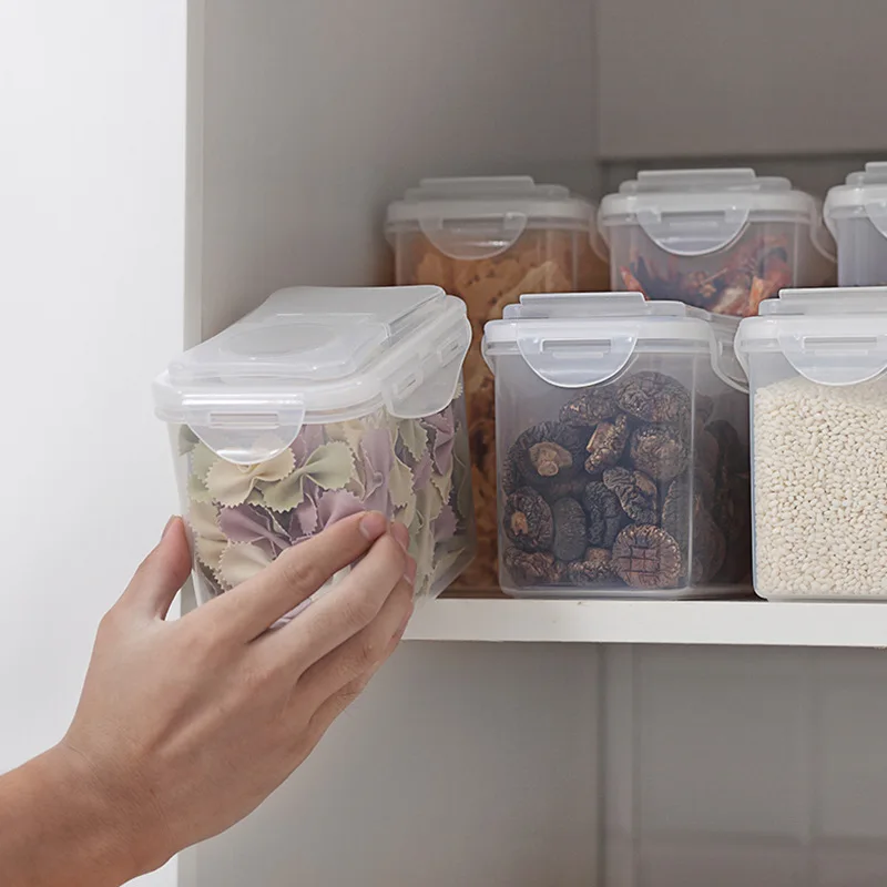 Kitchen Grain Sugar Flour Storage Beans Jar Bottle Transparent With Measuring Cup Container Sealed Rice Bucket Box | Дом и сад