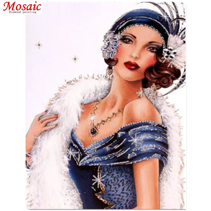 Алмазная живопись женщина в шляпе полная вышивка круглая квадратная стразы
