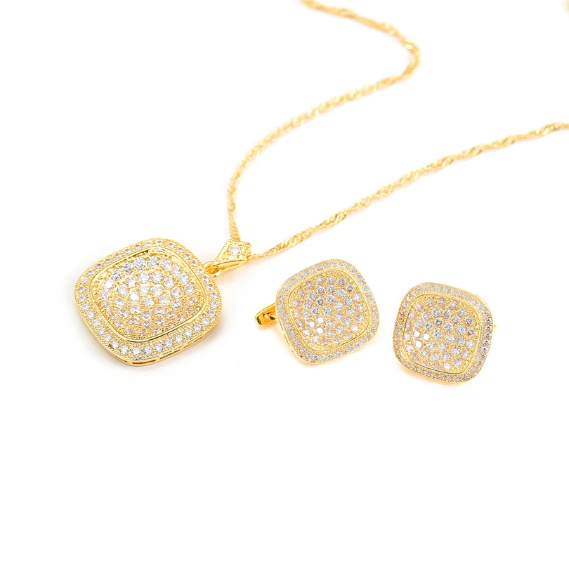 Модное роскошное ожерелье с квадратными подвесками для женщин золотым