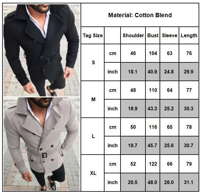 

Unisersal Fashion Men's's Double Breasted Lapel Trench Coat Winter Long Jacket Overcoat Tops Peacoat