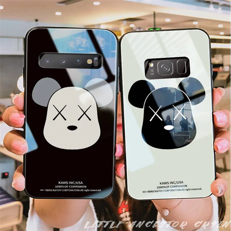 Стеклянный жесткий чехол BONVAN для Samsung Galaxy S8 S9 S10 Plus S10E Note 8 9 10 20 S20 Ultra Lite Bear Couqe