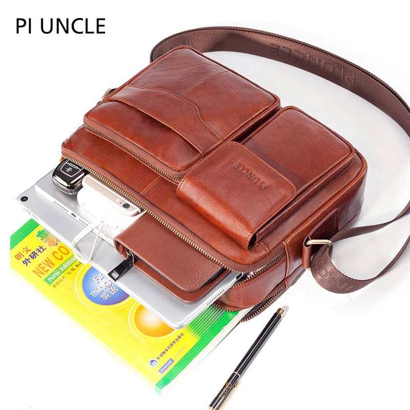 Piuncle брендовый мужской маленький портфель из натуральной кожи наплечная сумка
