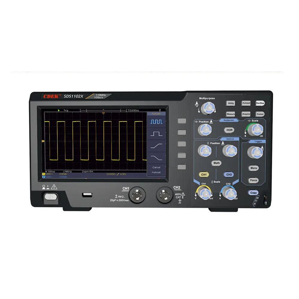 SDS1102X 110MHz 1GS/s Bandwidth Digital Storage Oscilloscope 2 Channels 7''inch LCD Display Portable USB Oscilloscopes |