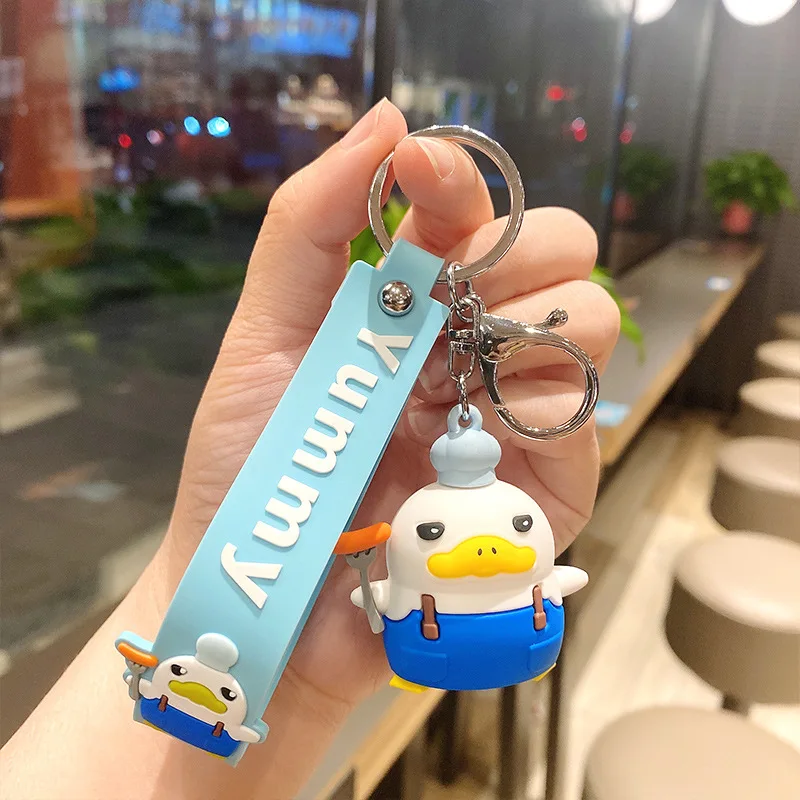 

Cute Animal Delicious Duck Silicone Keyring Student Backpack Beautiful Pendant Car Seat Keychain Birthday Gift Christmas Keychai