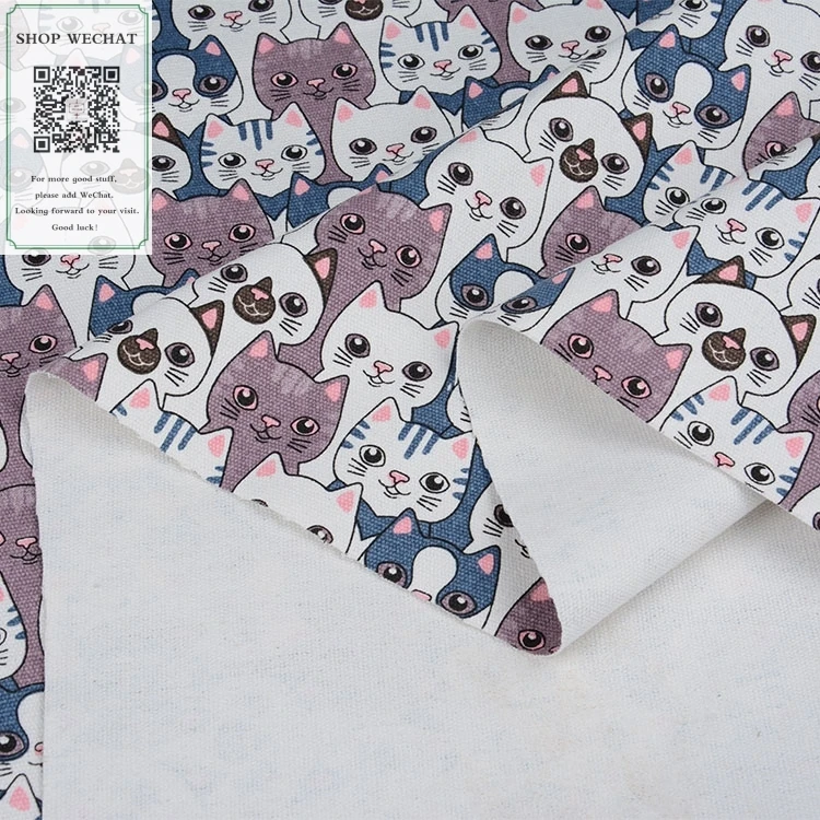 145 * 90CM Cute Cat Print Cotton Canvas 12 Ann Printed Handmade DIY Fabric Sofa Home Fabric|Шелковые ткани| |
