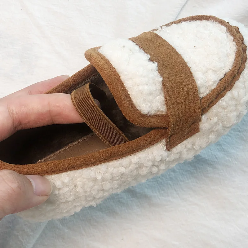 Новинка Зимняя детская обувь принцессы Черная теплая на плоской подошве для