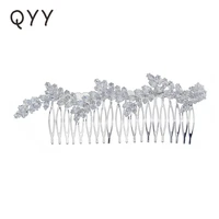 qyy fashion bridal wedding accessories zircon hair comb clips for women silver color hair jewelry prom bride headpiece gifts