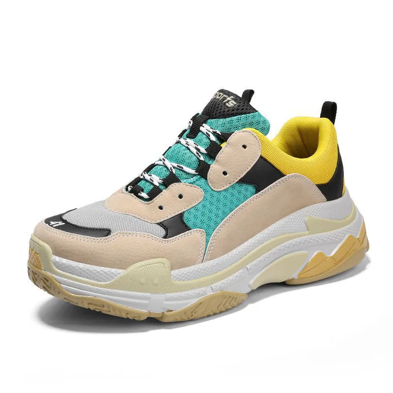 New sports shoes fashion wild tide shoes large size men's thick sole casual running shoes - Цвет: 7551GREEN