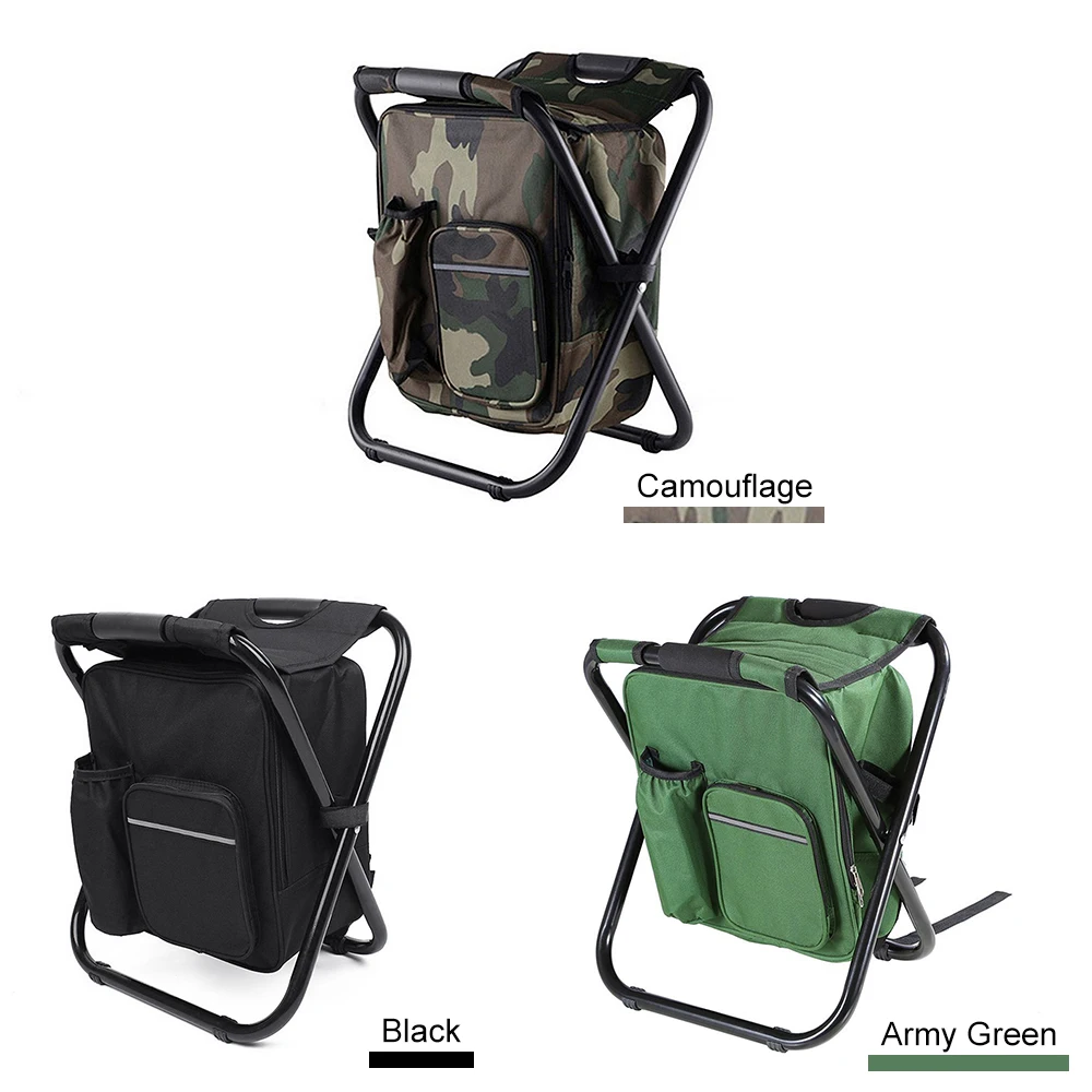 outdoor folding chair portable backpack chair stool with insulated cooler bag fishing hiking beach camping equipment free global shipping