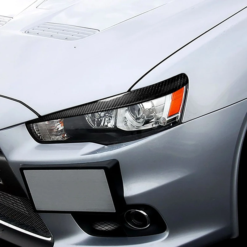 

Carbon Fiber Headlight Cover Eyelids for Mitsubishi Lancer EVO X 10 08-14 Fiber Glass Front Lamp Eyebrow Sticker