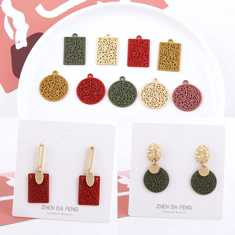 

Alloy paint material geometric round/rectangle shape 40pcs/lot fashion charms diy jewelry necklace/earrings for women accessory