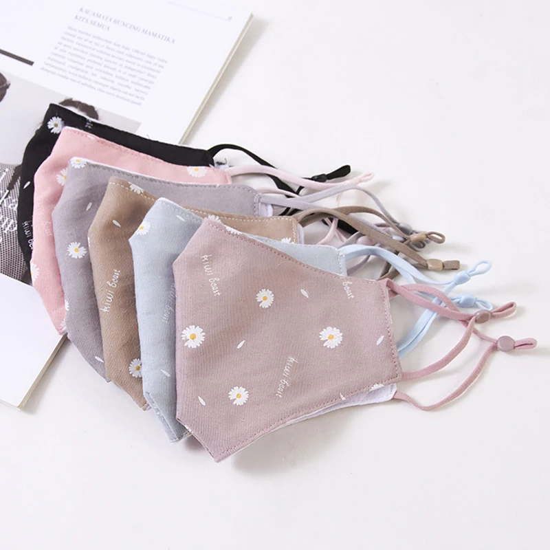 Модная Маргаритка маска с цветочным принтом регулируемая моющаяся многоразовая