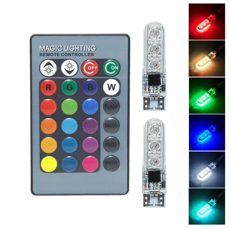 Универсальный T10 RGB светодиодный 5050 SMD Габаритные фонари для автомобиля 12V W5W на