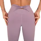 Новые спортивные облегающие брюки, женские леггинсы для фитнеса, нейлоновые Длинные повседневные брюки до щиколотки с высокой талией, женские Леггинсы пуш-ап с бантом, одежда для спортзала