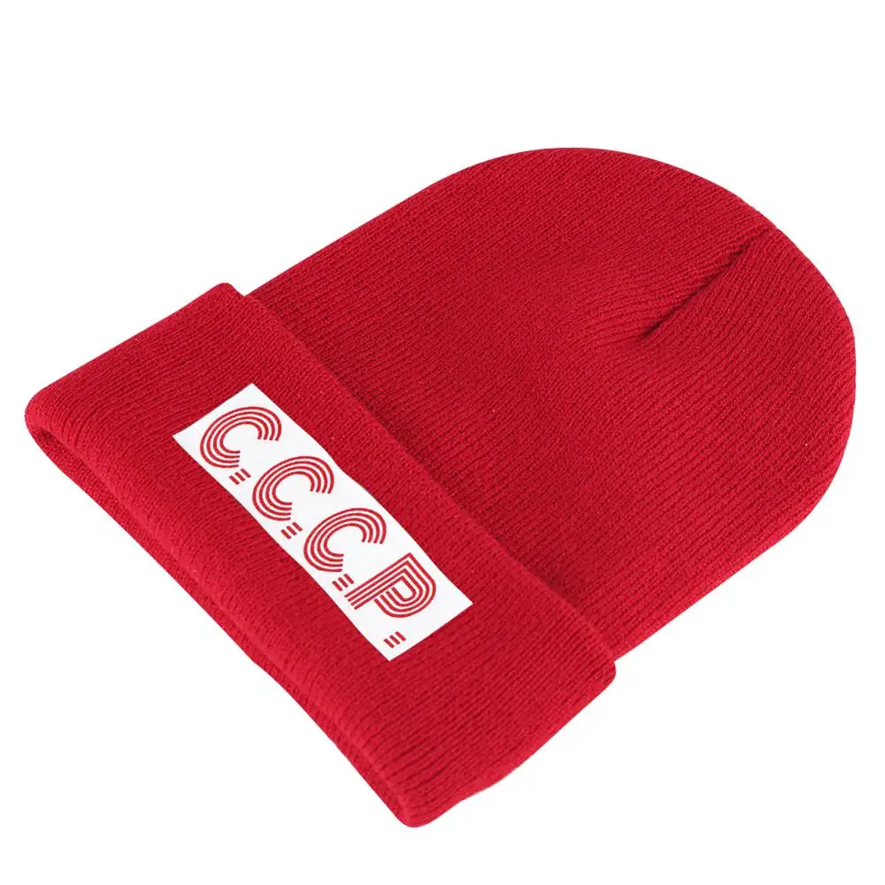 Русская Шапка бини с принтом CCCP Мужская зимняя вязаная шапка Toque женская кепка